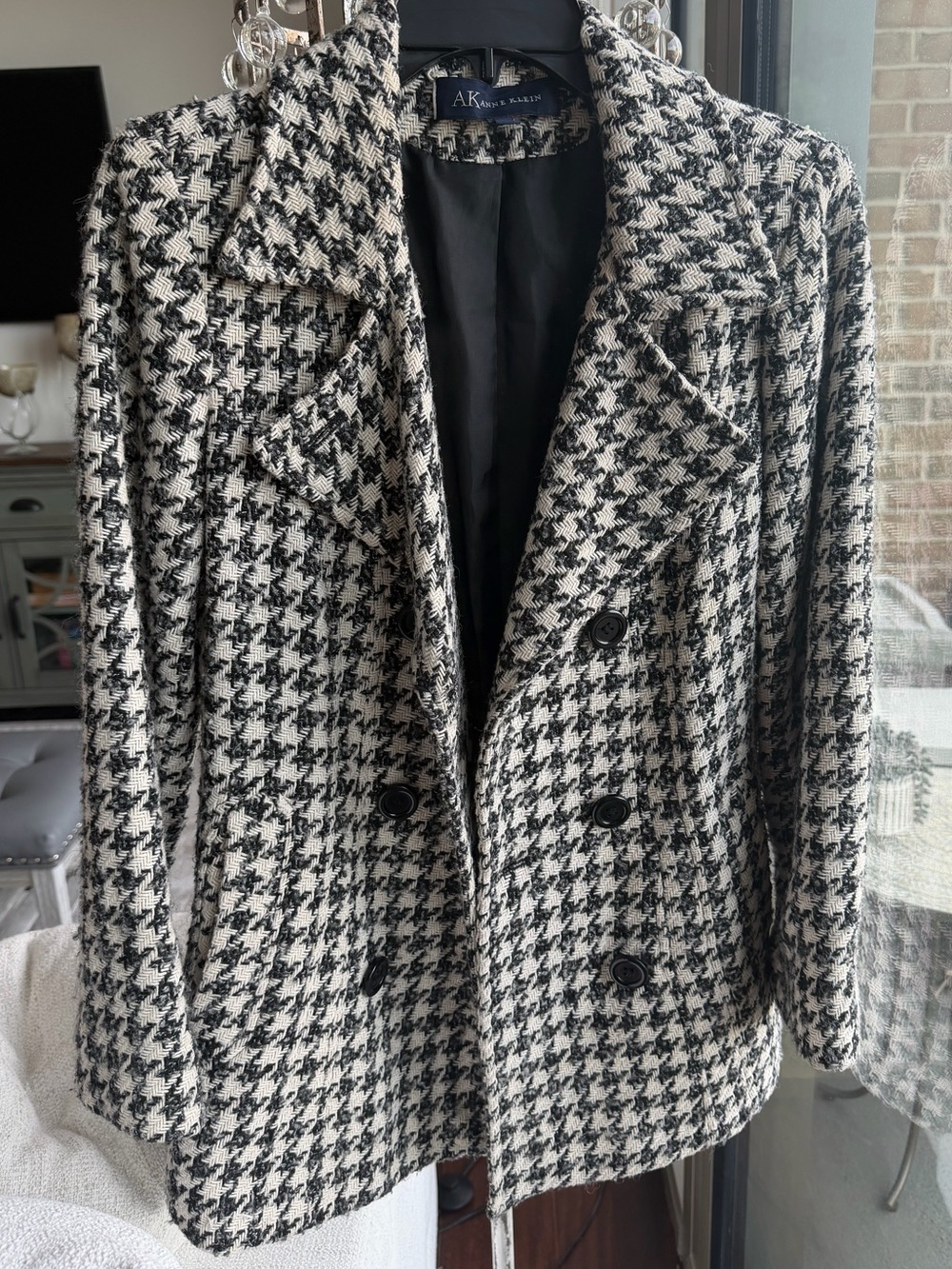 Anne Klein Houndstooth Wool Blazer